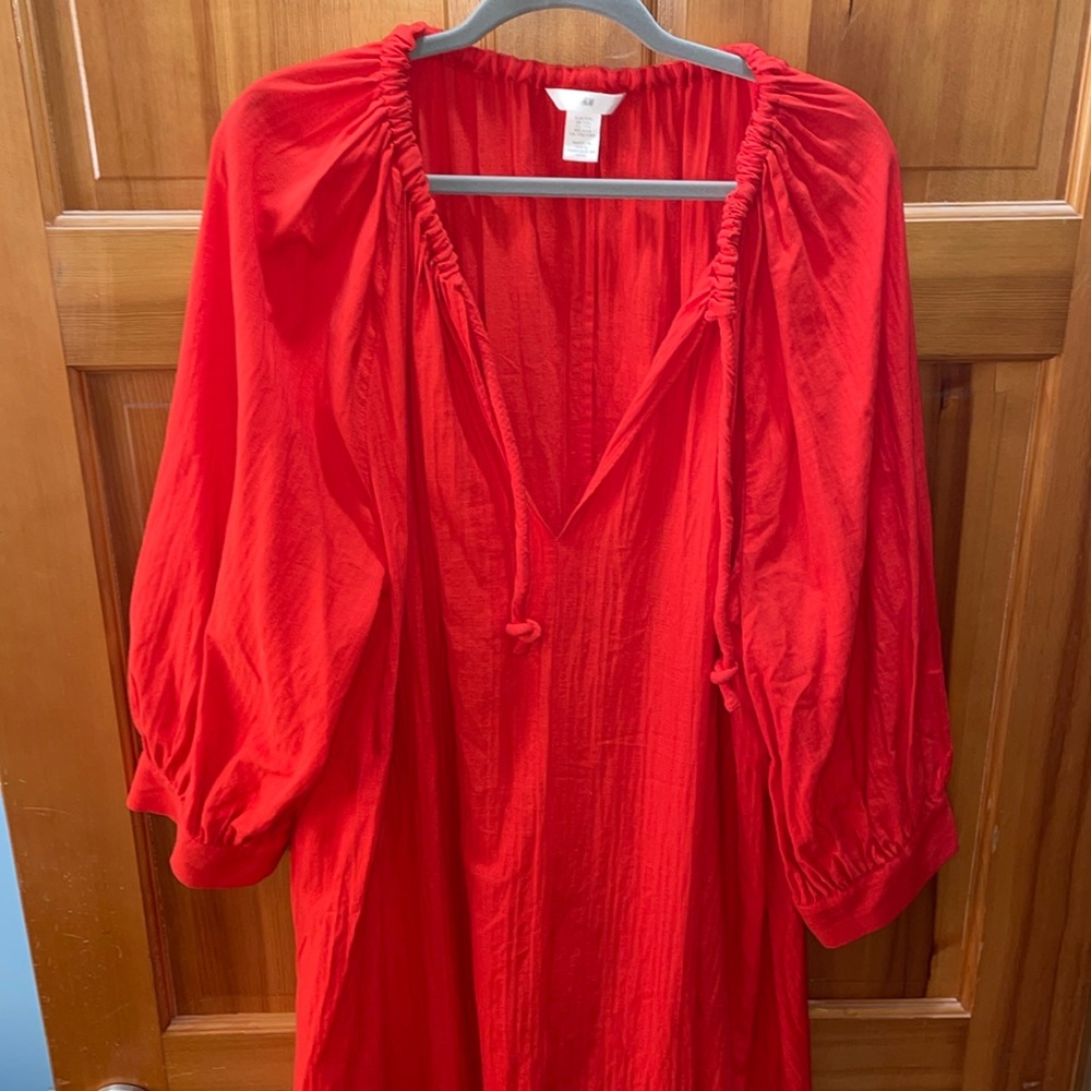 H&M ORANGE 100% COTTON CAFTAN STYLE DRESS XXL but really one size fits most